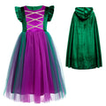 Tinyterrors™ IBTOM CASTLE Kids Girls Witch Costume Tulle Dress Velvet Hooded Cloak Wigs Set Halloween Cosplay Birthday Party Carnival Dress up Outfit 4-5 Years Purple 2pcs