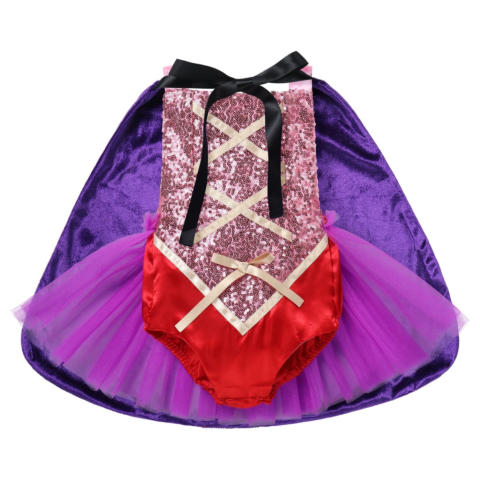 Tinyterrors™ IBTOM CASTLE Toddler Girls Sanderson Sisters Costumes Kids Witch Sequin Backless Romper Tulle Dress with Cloak Halloween Cosplay Carnival Fancy Dress up Outfit 12-18 Months Green-Winifred
