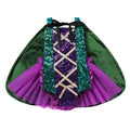 IBTOM CASTLE Toddler Girls Sanderson Sisters Costumes Kids Witch Sequin Backless Romper Tulle Dress with Cloak Halloween Cosplay Carnival Fancy Dress up Outfit 12-18 Months Green-Winifred