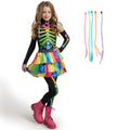  Skeleton Tutu Dress for Girls, Colorful Bones Skeleton Costume for Kids Halloween Dress Party up Cosplay