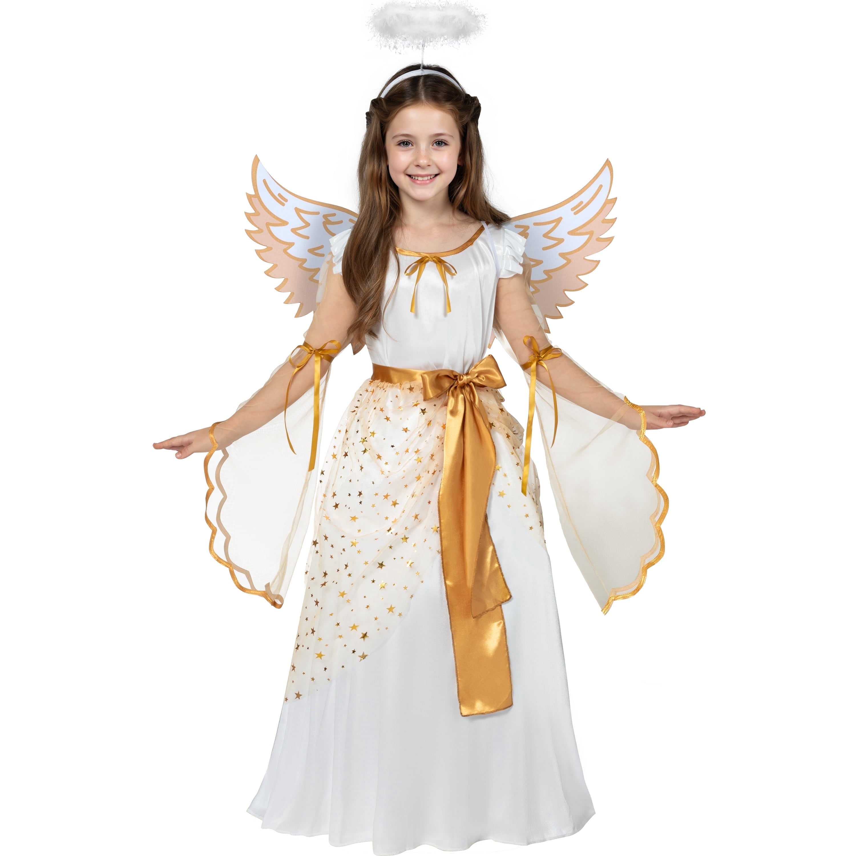  Halloween Angel Costume for Girls, Angel Dress for Kids, Guardian Angel Set for Halloween Costumes Themed Party Cosplay
