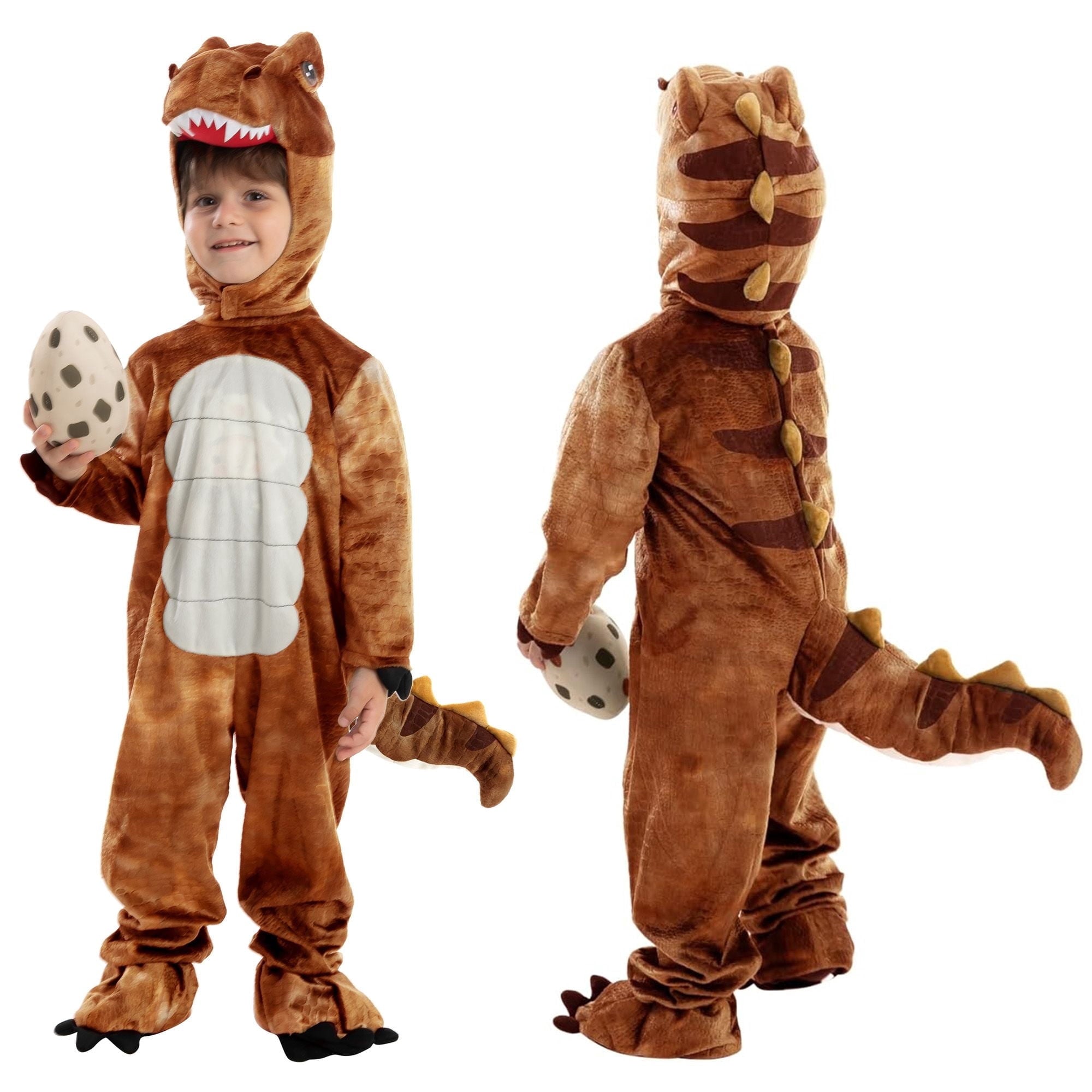  Halloween Realistic Tyrannosaurus Rex Costume Dinosaur Onesie with Dinosaur Egg, Suitable for Children and Toddlers Halloween Dress up Party