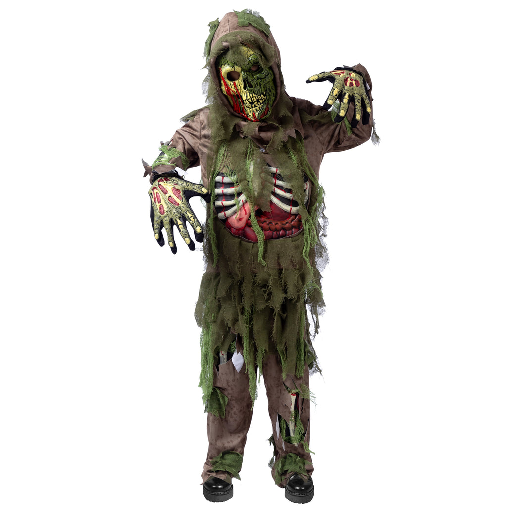  Halloween Swamp Skeleton Living Dead Zombie Costume for Boys, Scary Zombie Costume for Kids Halloween Monster Themed Party Dress Up