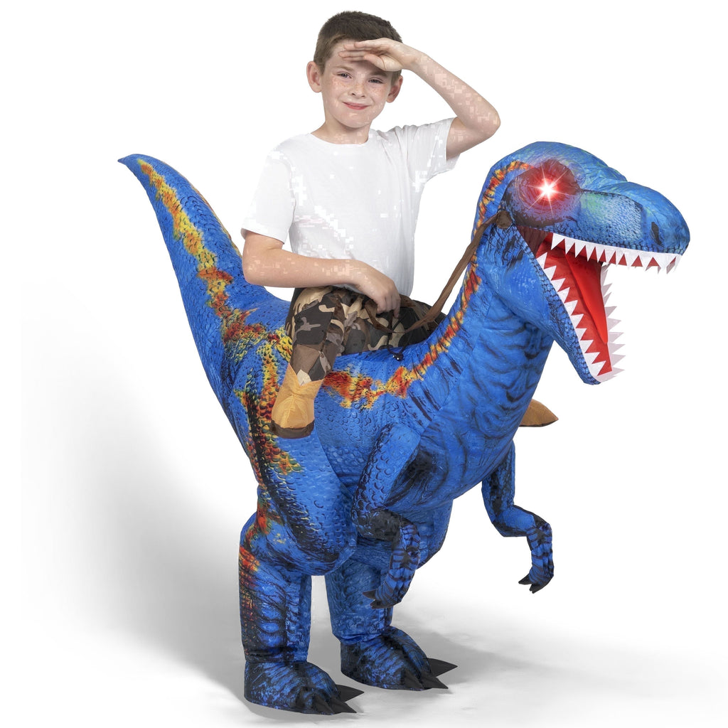 Tinyterrors™ Kids Inflatable Dinosaur Costume with LED Light Up Eyes,Blow Up Ride-On Dinosaur Skeleton Costume for Halloween Party,Cosplay and Themed Dress Up