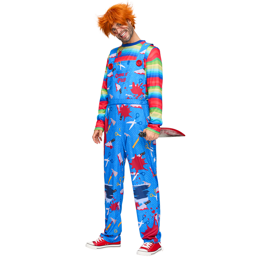  Men Killer Doll Costumes, Creepy Doll Costume for Adult Halloween Dress up Party Cosplay, Family Matching Costumes
