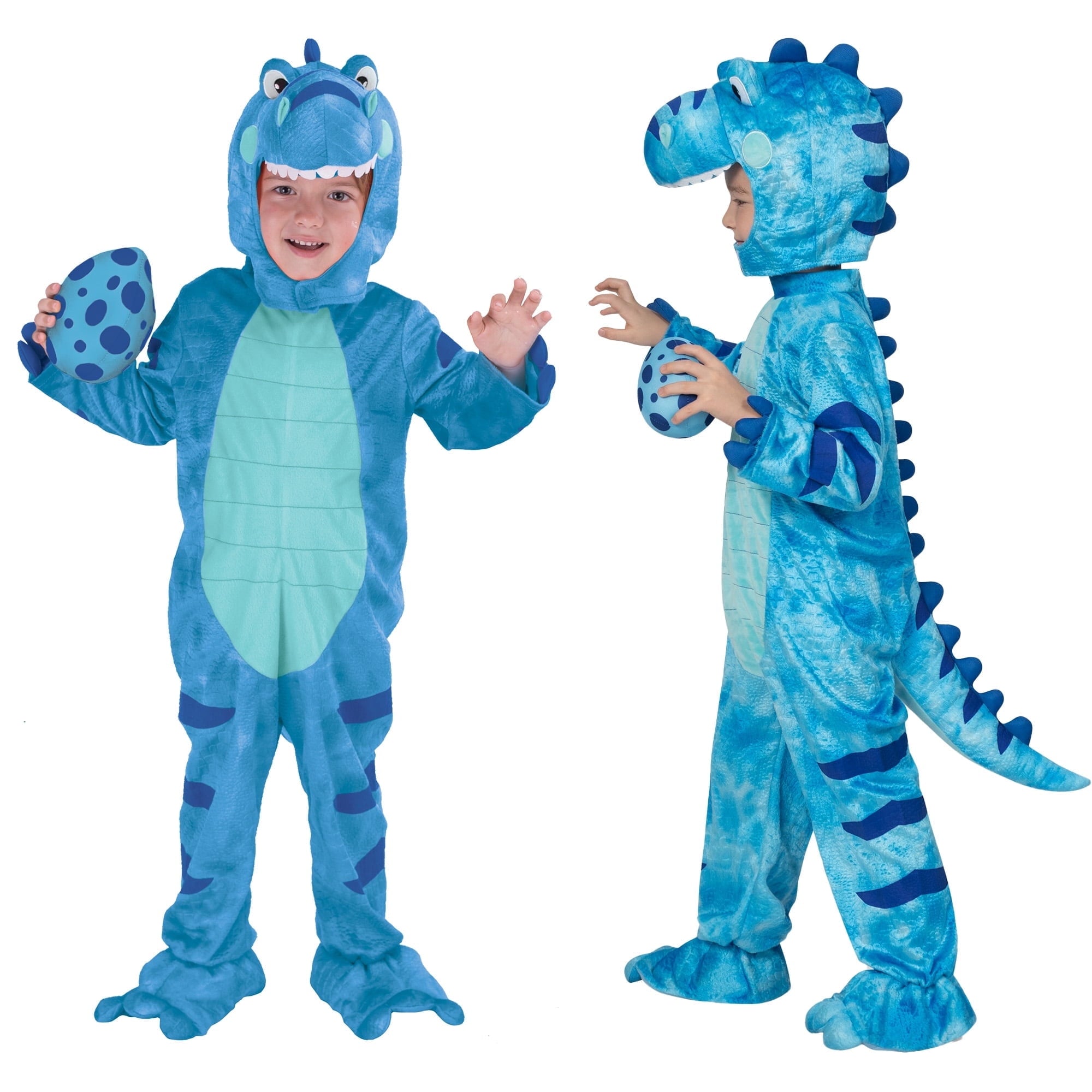  Halloween Realistic Blue Tyrannosaurus Rex Children's Dinosaur Costume (with Egg) Suitable for Infant and Toddler Halloween Dress up Party