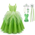 Tinyterrors™ Princess Dress Party Costume for Little Girls Fancy Christmas/Halloween Child Role Play Green Fairy Skirt with Luxury Accessories Outfits,2/3t