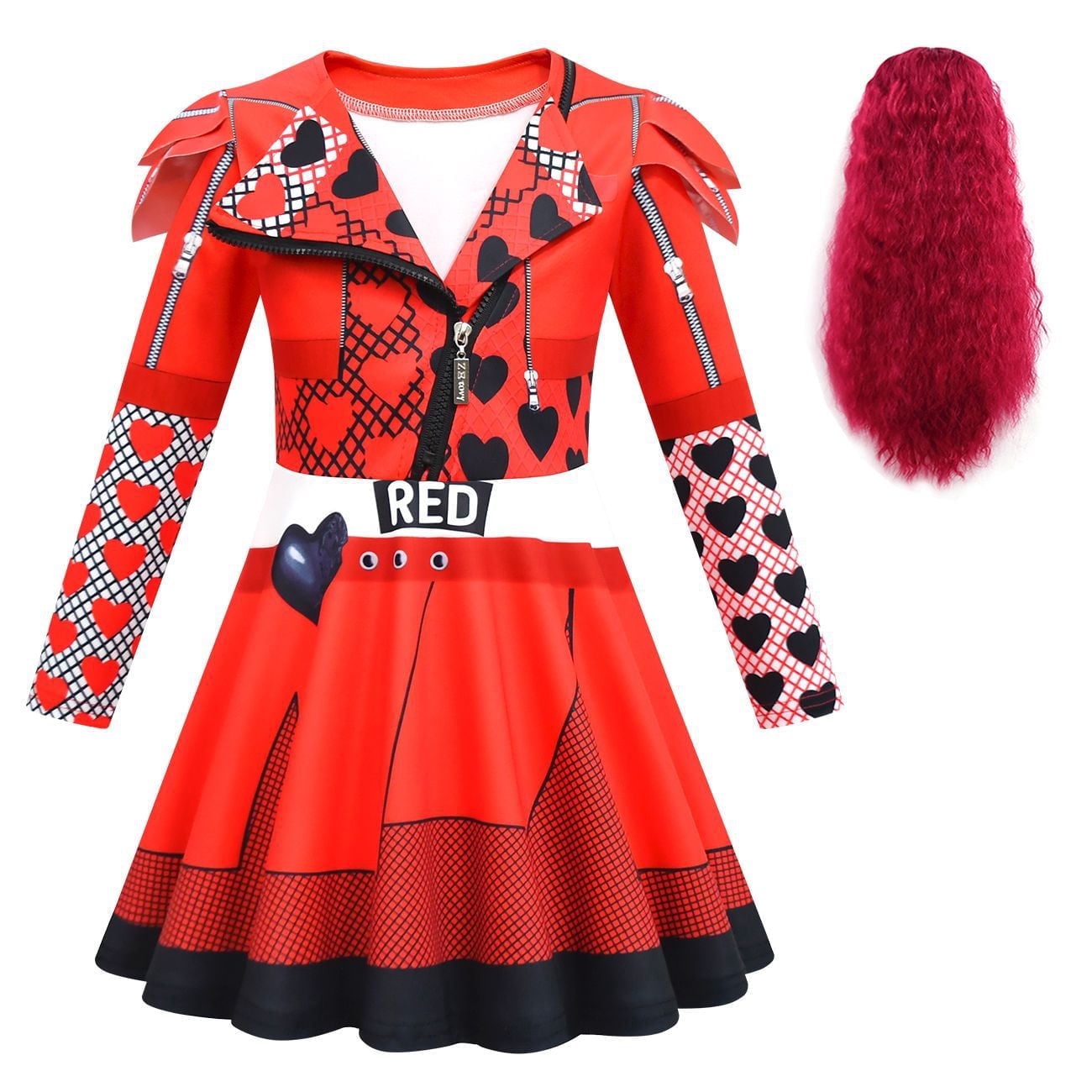  Rise of Red Costume for Girls Zipper Jacket and Pants Red Halloween Dress Up 4-12 Years