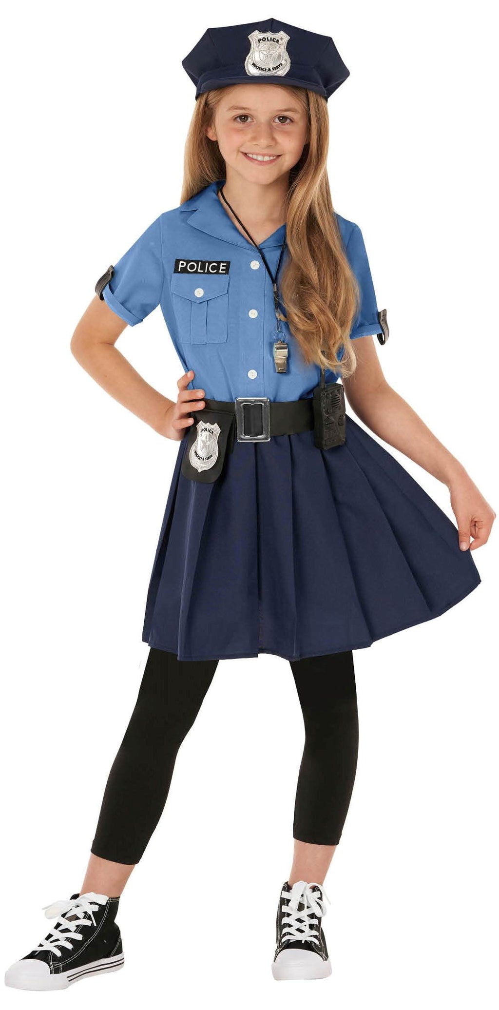  Blue Police Girl Costume Toys Kids Officer Cop Uniform Dress Halloween Halloween Blue L