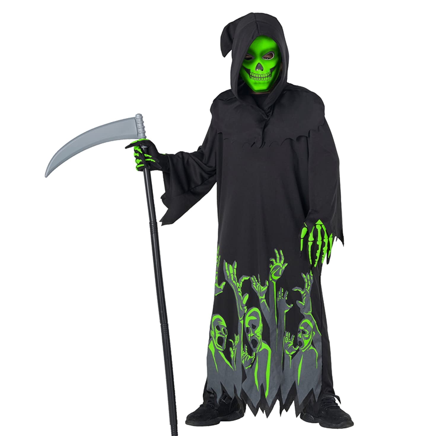  Grim Reaper Kids Halloween Costume For Unisex Black 7-9 Years