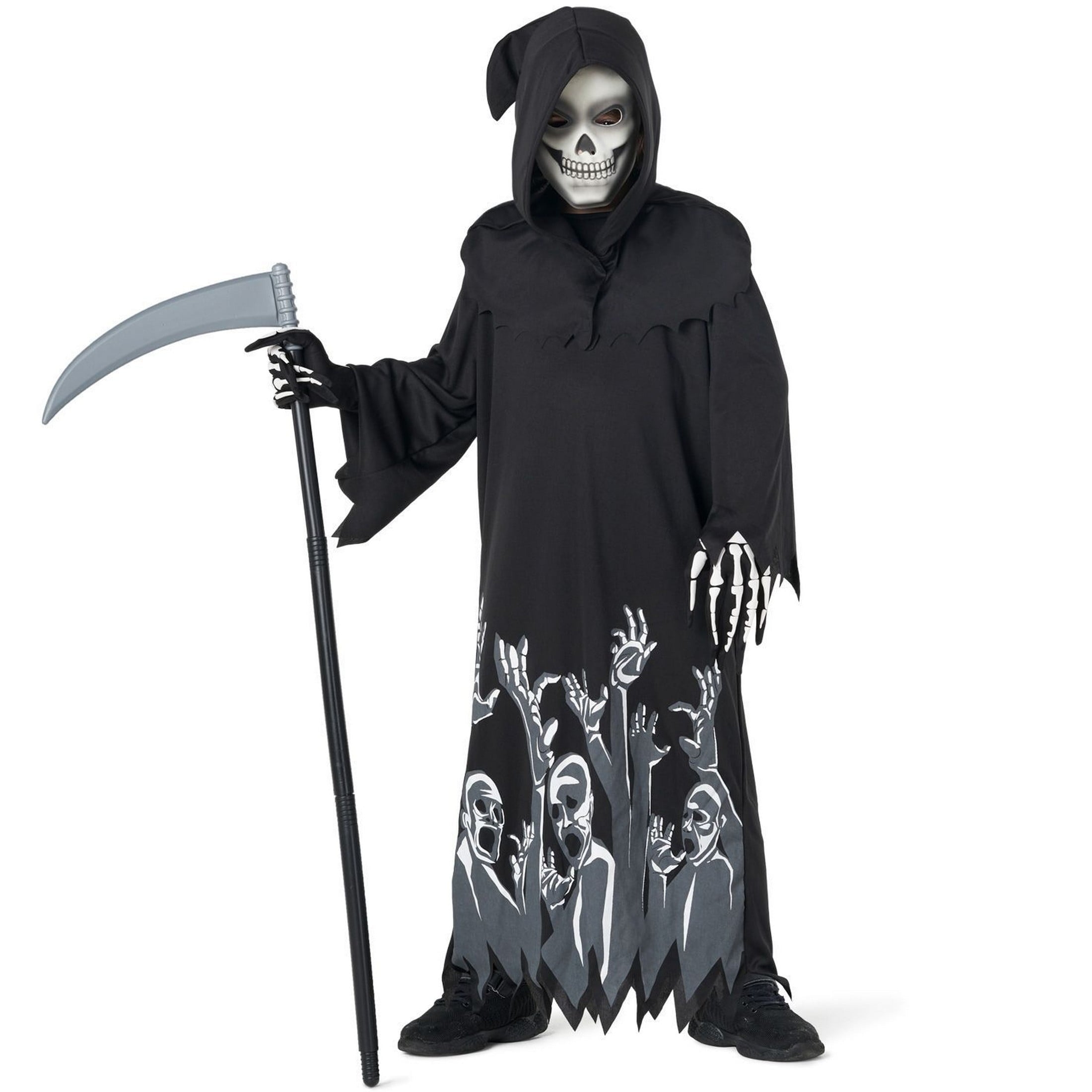  Kids Glow in the Dark Grim Reaper Costume Scy the Boy Girl Halloween Halloween Black L