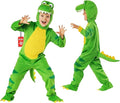  Kids Green T Rex Costume Boys Girls Dinosaur Jumpsuit Fancy Dress Halloween Green M