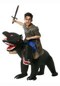  Kids Inflatable 3 Headed Dog Ride On Costume Boys Cerberus Halloween Halloween Black One Size