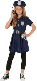  Navy Blue Police Girl Costume Toys Kids Officer Cop Uniform Dress Halloween Halloween Blue L