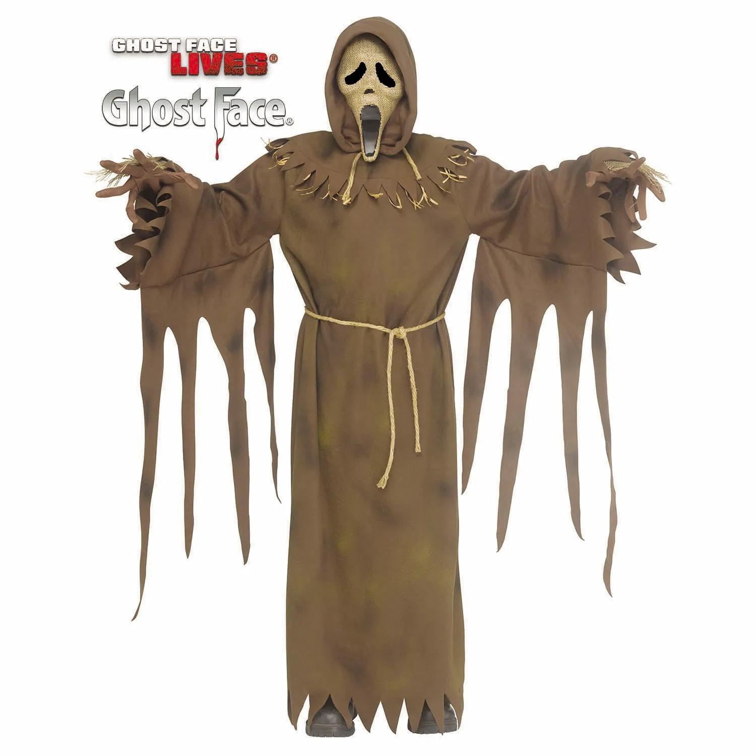 Ghost Face Kids' Scarecrow Halloween Costume Robe - White 8-10
