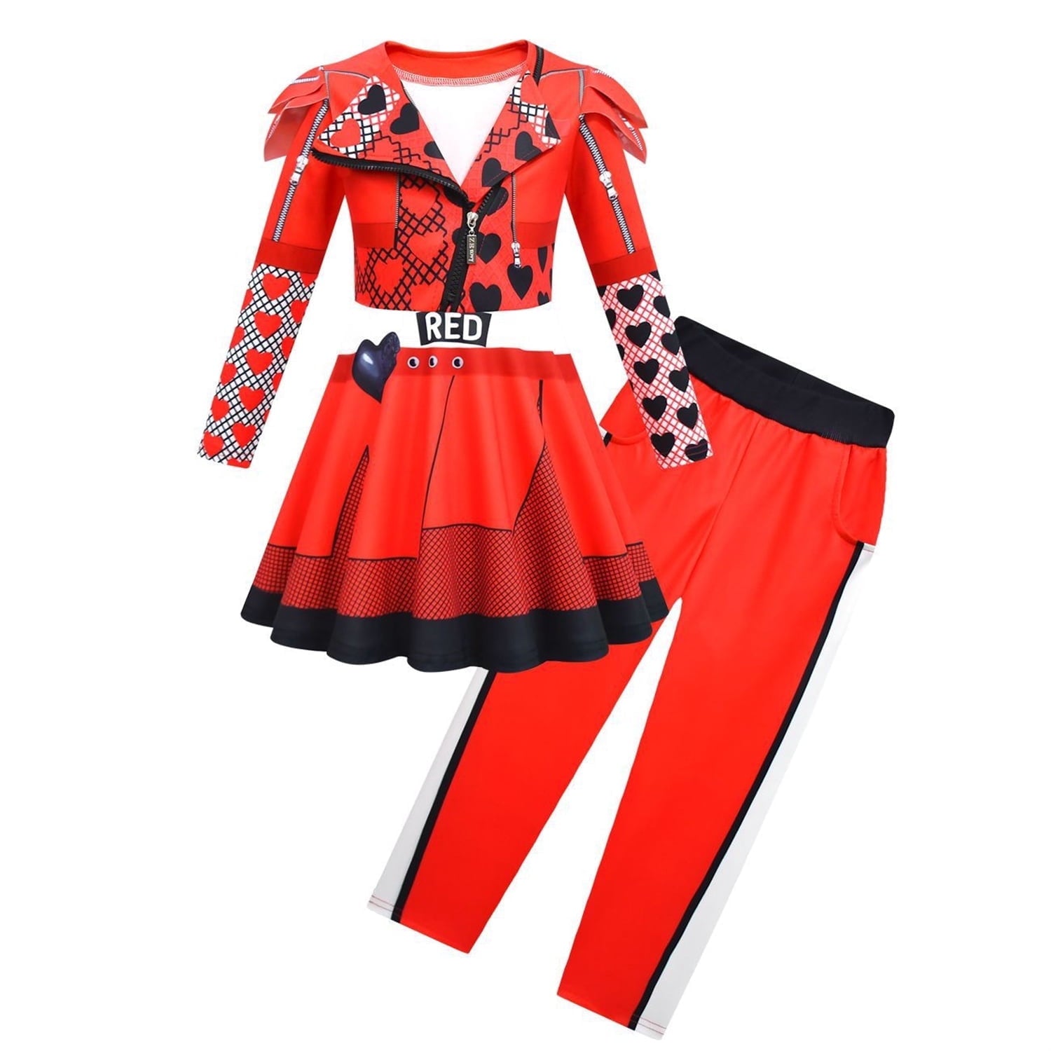 Tinyterrors™ Rise of Red Costume for Girls Zipper Jacket and Pants Red Halloween Dress Up 4-12 Years