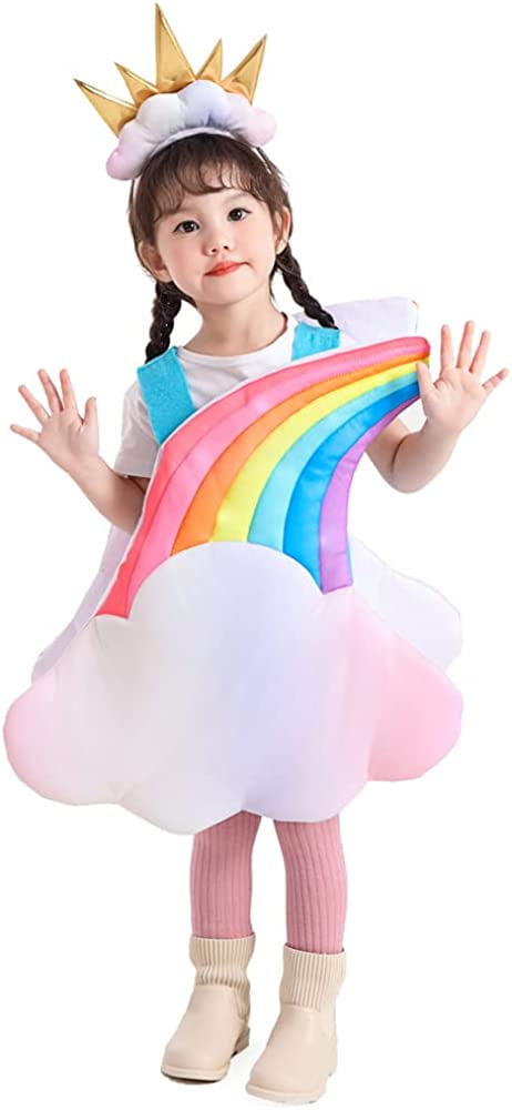 Seasons Child Light Up Rainbow Costume, Size 3-4T, Cloud 7 Colors Rainbow Outfits with Sun Headpiece