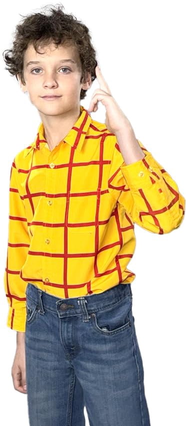 Sheriff Woody Cowboy Shirt Kids Children Halloween Costume Cosplay Yellow