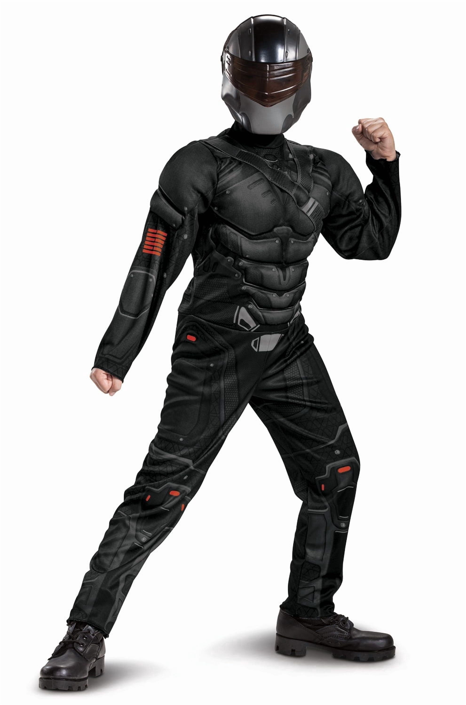 Snake Eyes Costume for Kids, Official GI Joe Costume with Muscles and Mask, Child Size Medium (7-8) Black