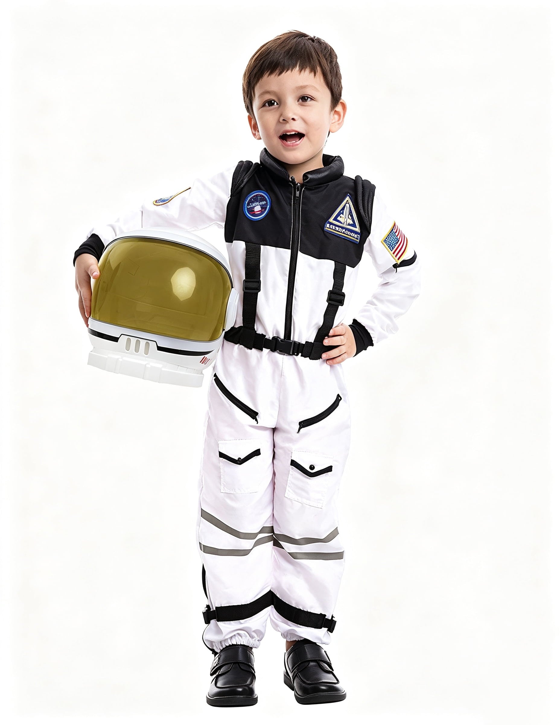 Astronaut Costume with Helmet for Kids Toddler Boys Halloween Dress Up Party and Roly Play Cosplay 3-14 Years