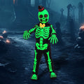 Glows in the Dark Skeleton Costume for Kids, Black Skelebones Jumpsuit, Bone Halloween Costume Dress up for Girls & Boy