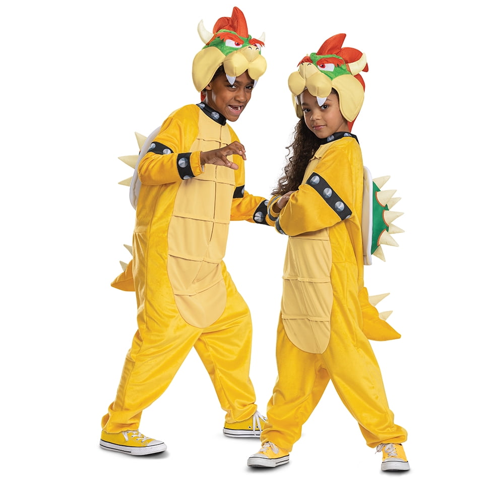 Unisex Size Medium (8-10) Bowser Hooded Jumpsuit Halloween Child Costume Super Mario Bros., 