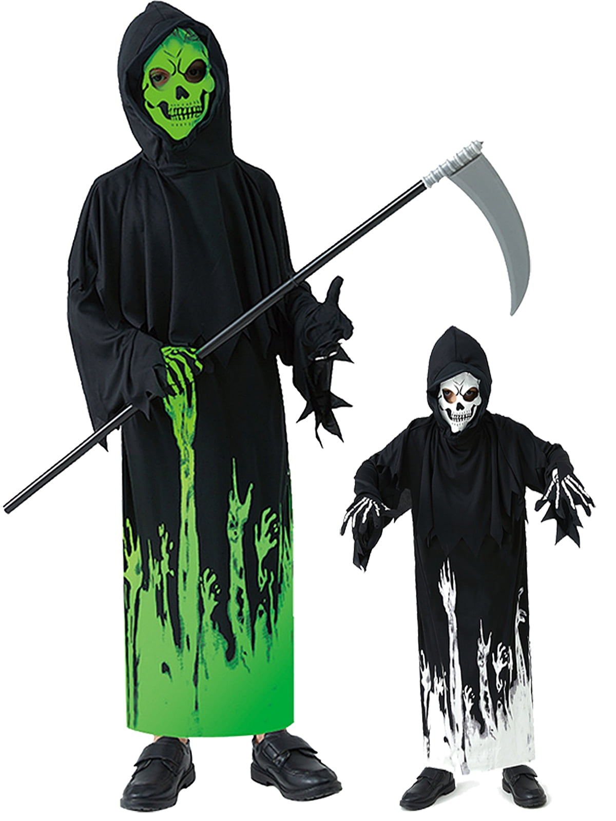 Tinyterrors™ Halloween Glow In The Dark Grim Reaper Costume for Kids, Cosplay Robe without Scary Scythe for Boys Girls, 5-12 Years