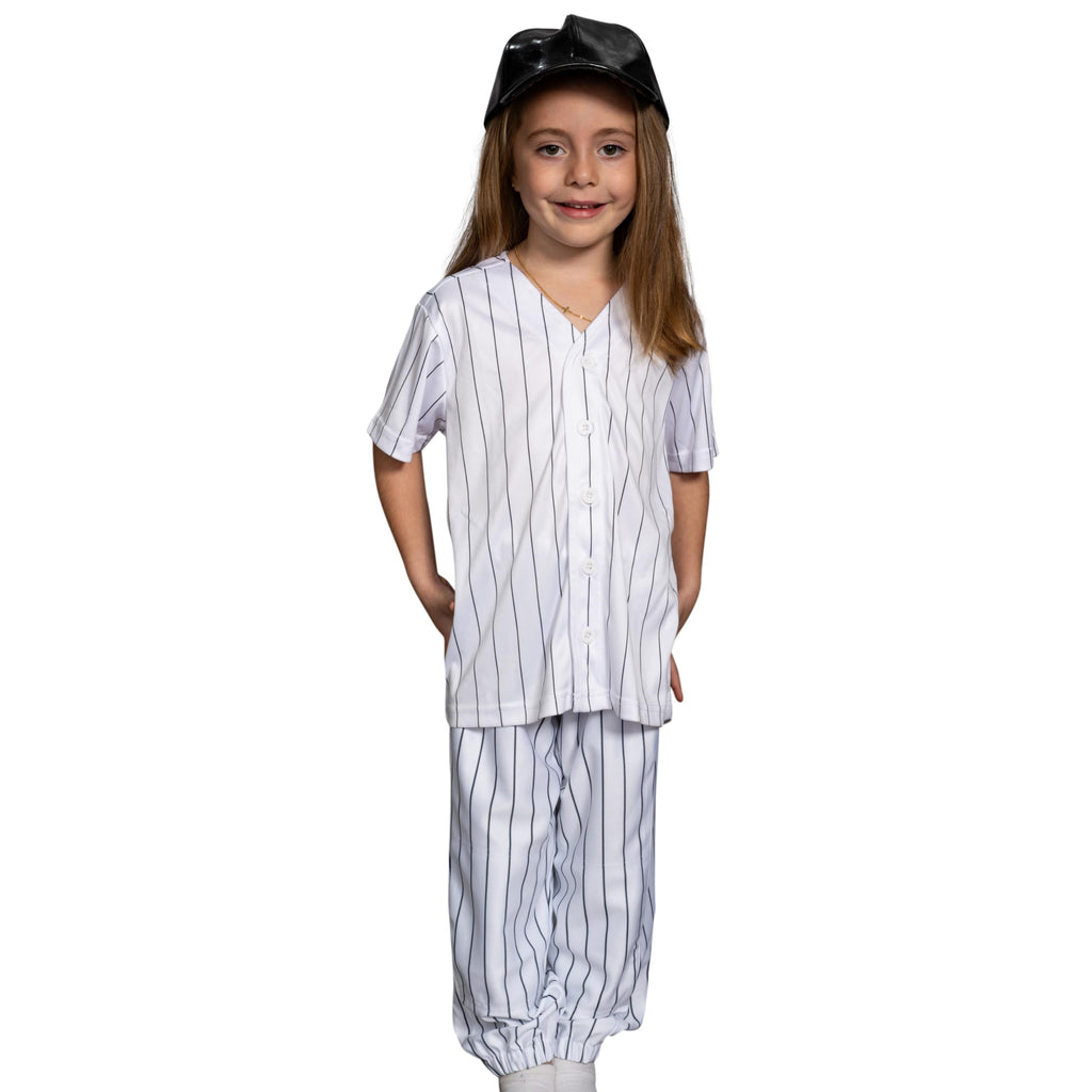 Warriors Baseball Team Pinstriped Jersey Pants and Hat Kids Halloween Costume Set