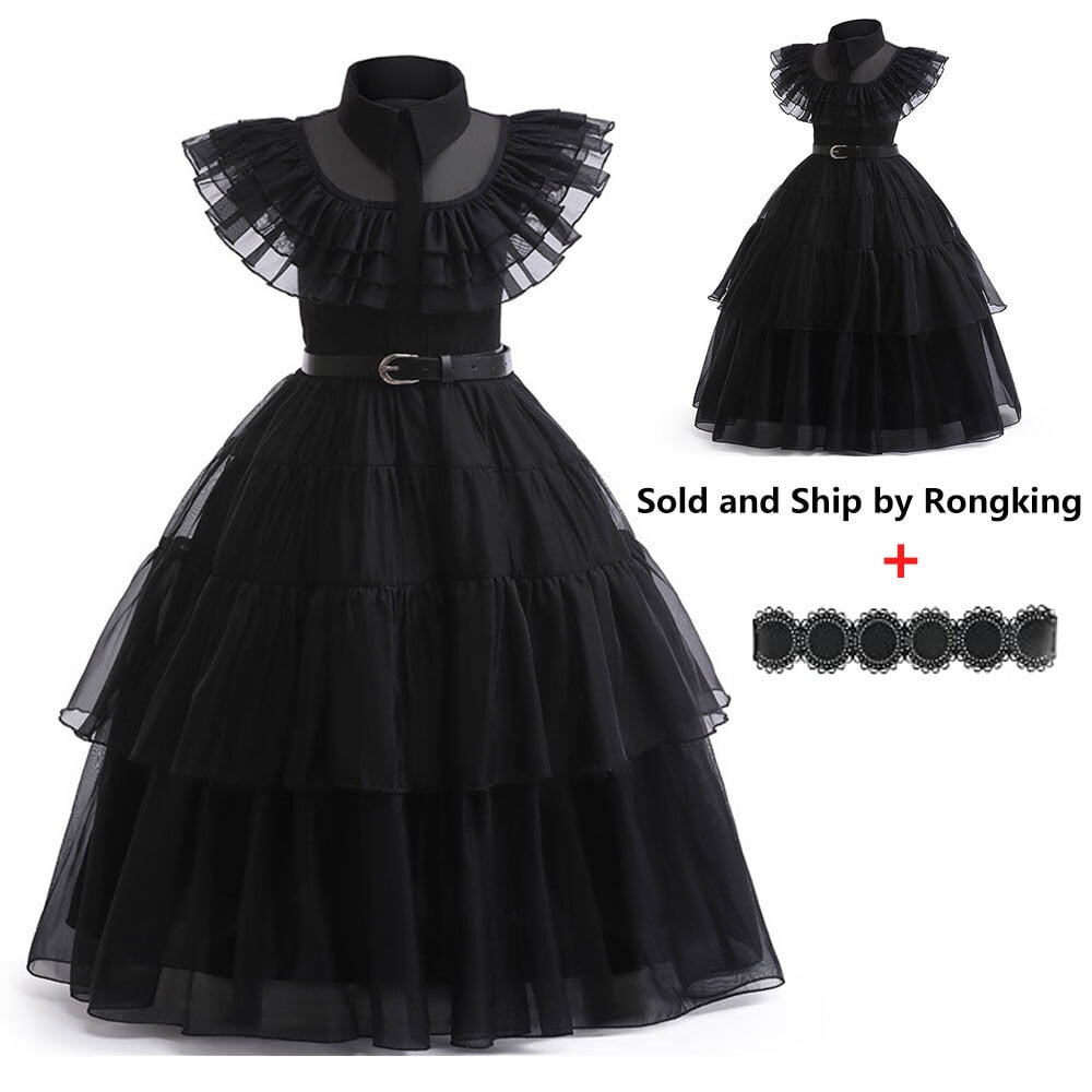 Tinyterrors™ Black Mesh Cosplay Fancy-Dress Costume with Adjustable for Child, Little Girls 120 for 5-6Y