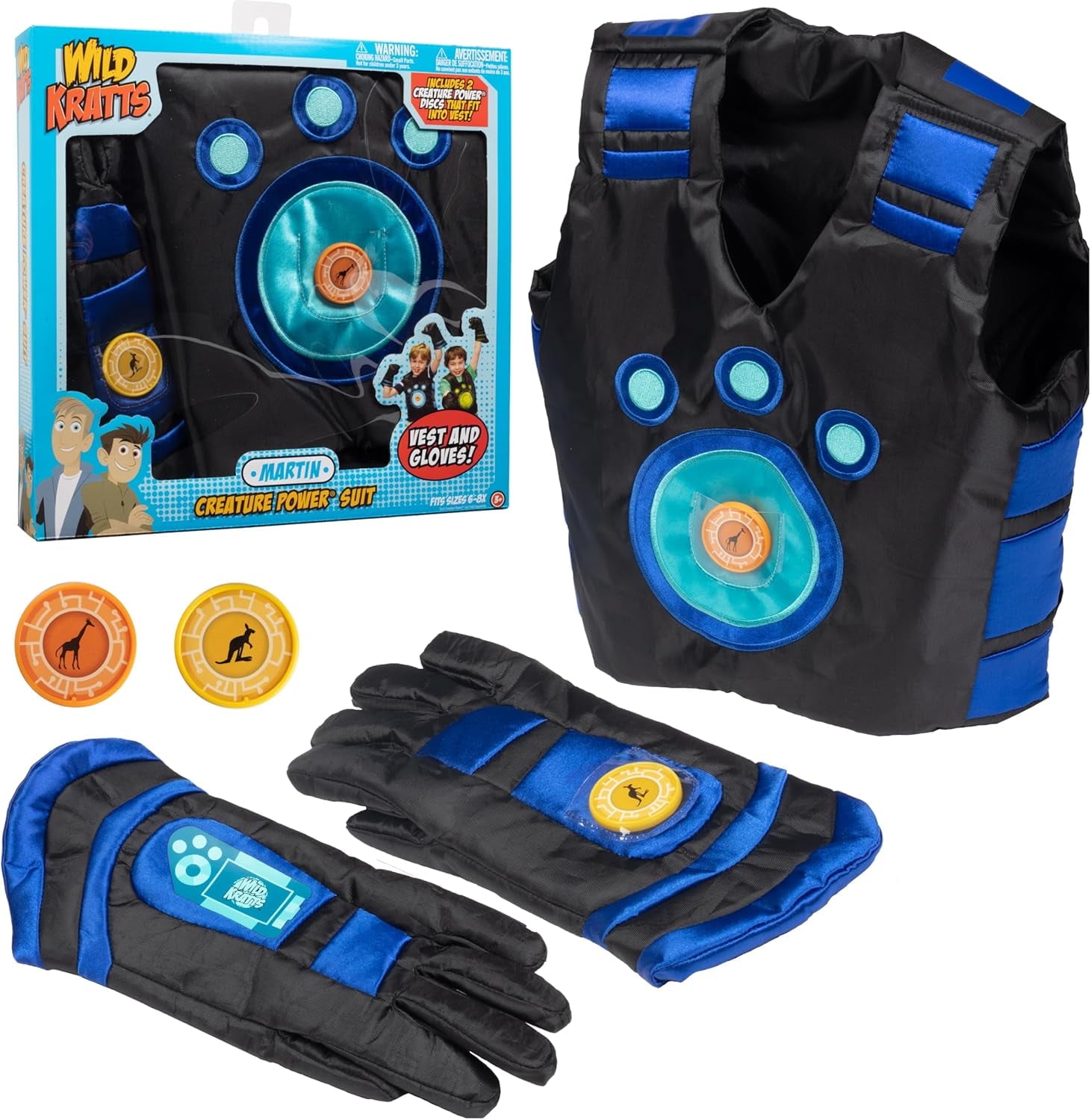Wild Kratts Creature Power Suit Martin (Large 6-8X) Includes Vest, Gloves & 2 Power Discs for Halloween Costume, Pretend Play & Dress Up