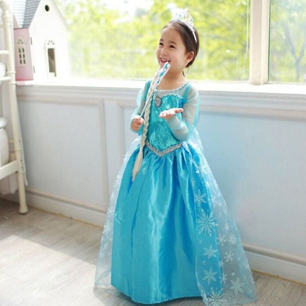 Princess Dress Queen Costume Halloween Cosplay Dress up for Toddler Girls with Accessories