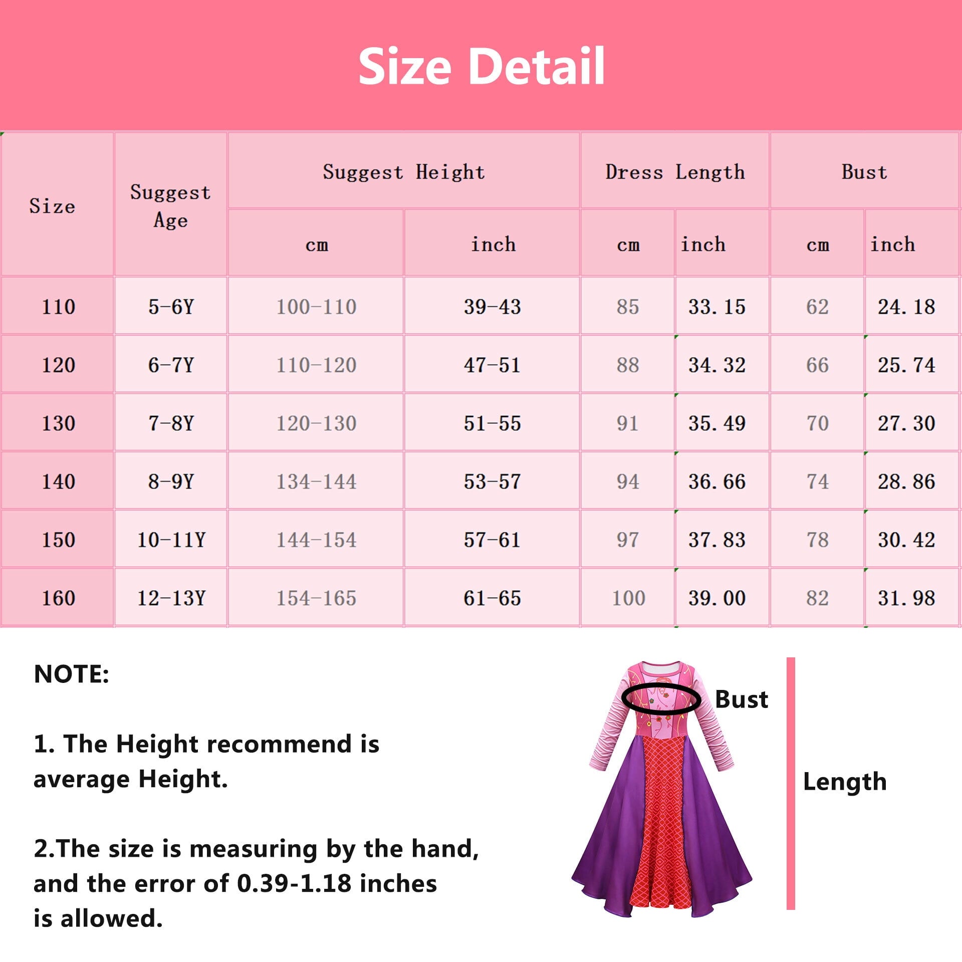Girls Kids Sarah Sanderson Witch Costume Dress Halloween Cosplay Costume