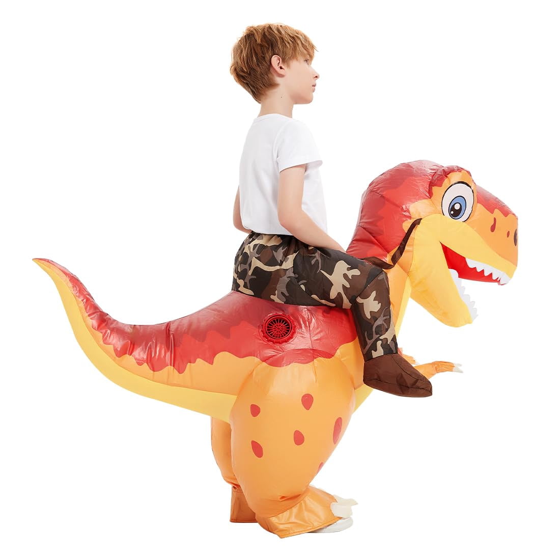 COMIN Child Inflatable T-Rex Costume Riding on Dinosaur Costume, Funny Halloween Blow Up Costume for Big Kids Cosplay