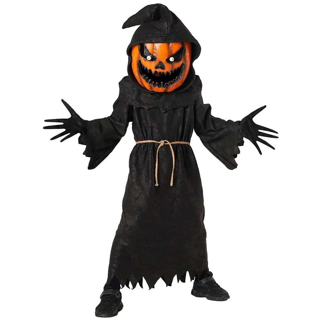  Kids Evil Pumpkin Monster Costume Boy Girl Jack Lantern Halloween Halloween Black/Orange M