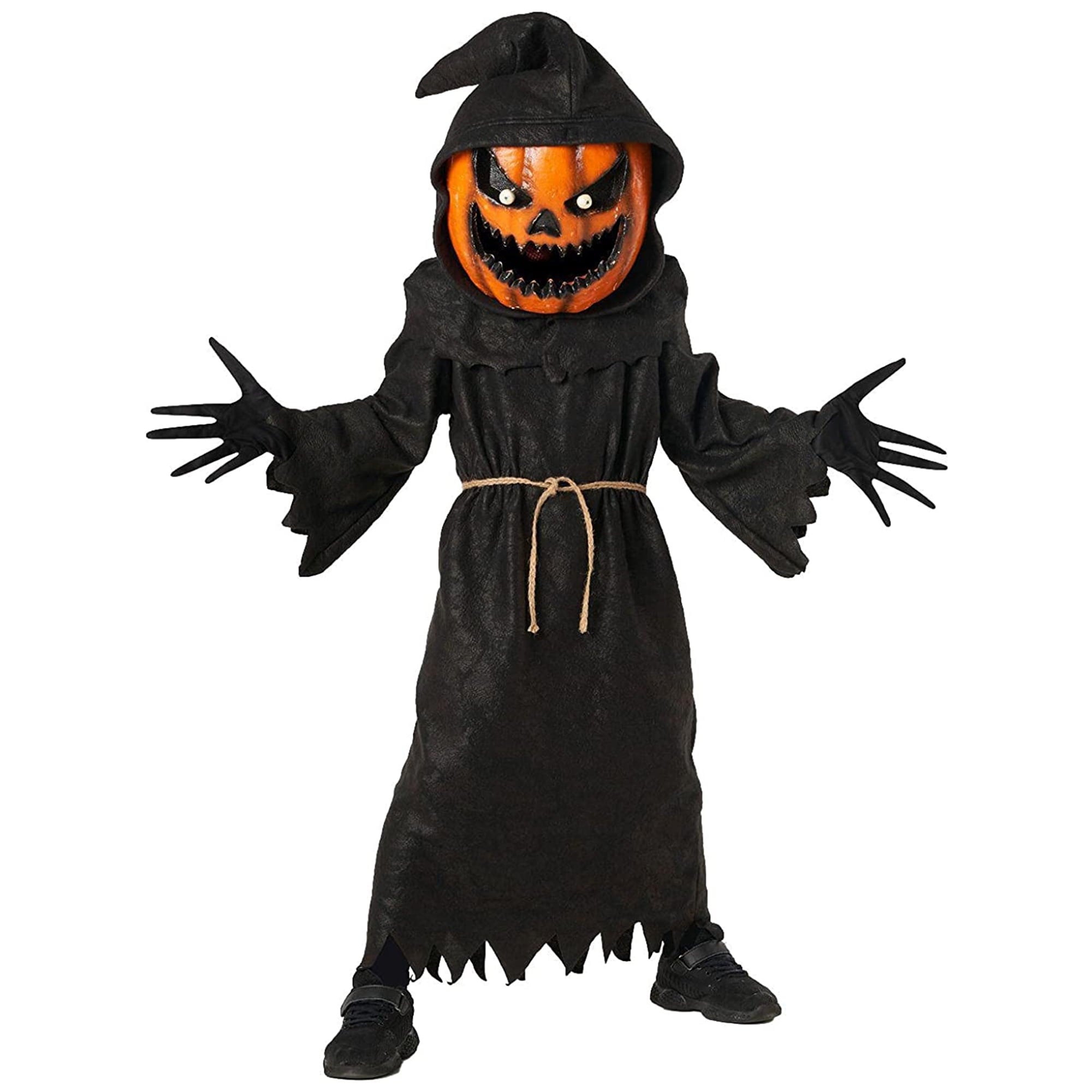  Kids Evil Pumpkin Monster Costume Boy Girl Jack Lantern Halloween Halloween Black/Orange M
