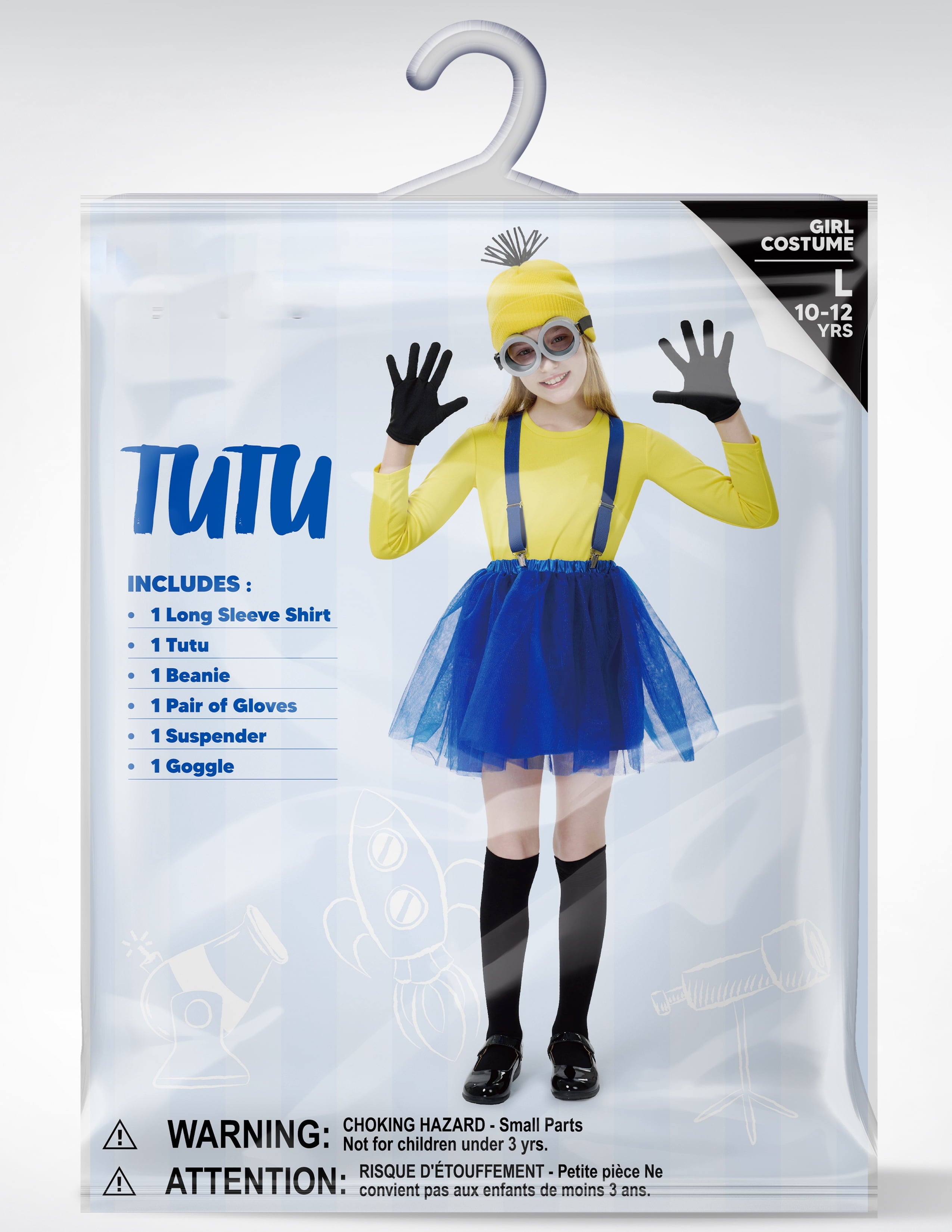  Halloween Kids Costume Accessories Set with Goggles/Beanie/Yellow Tutu Shirt/Suspenders/Gloves for Halloween Fancy Party Dress up Cosplay