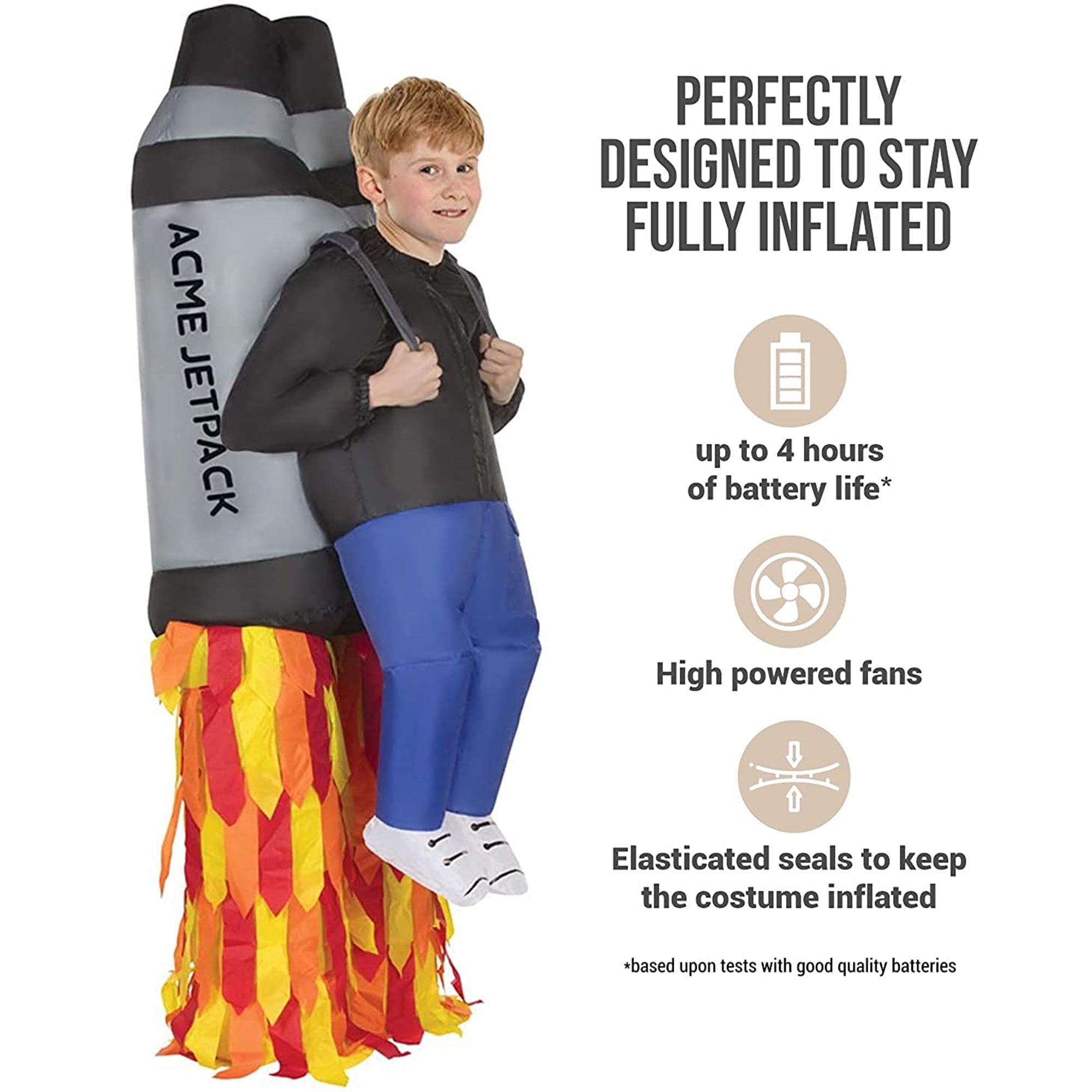  Kids Jetpack Pick Me Up Inflatable Costume Boys Rocket Jet Pack Halloween Multicolor One Size