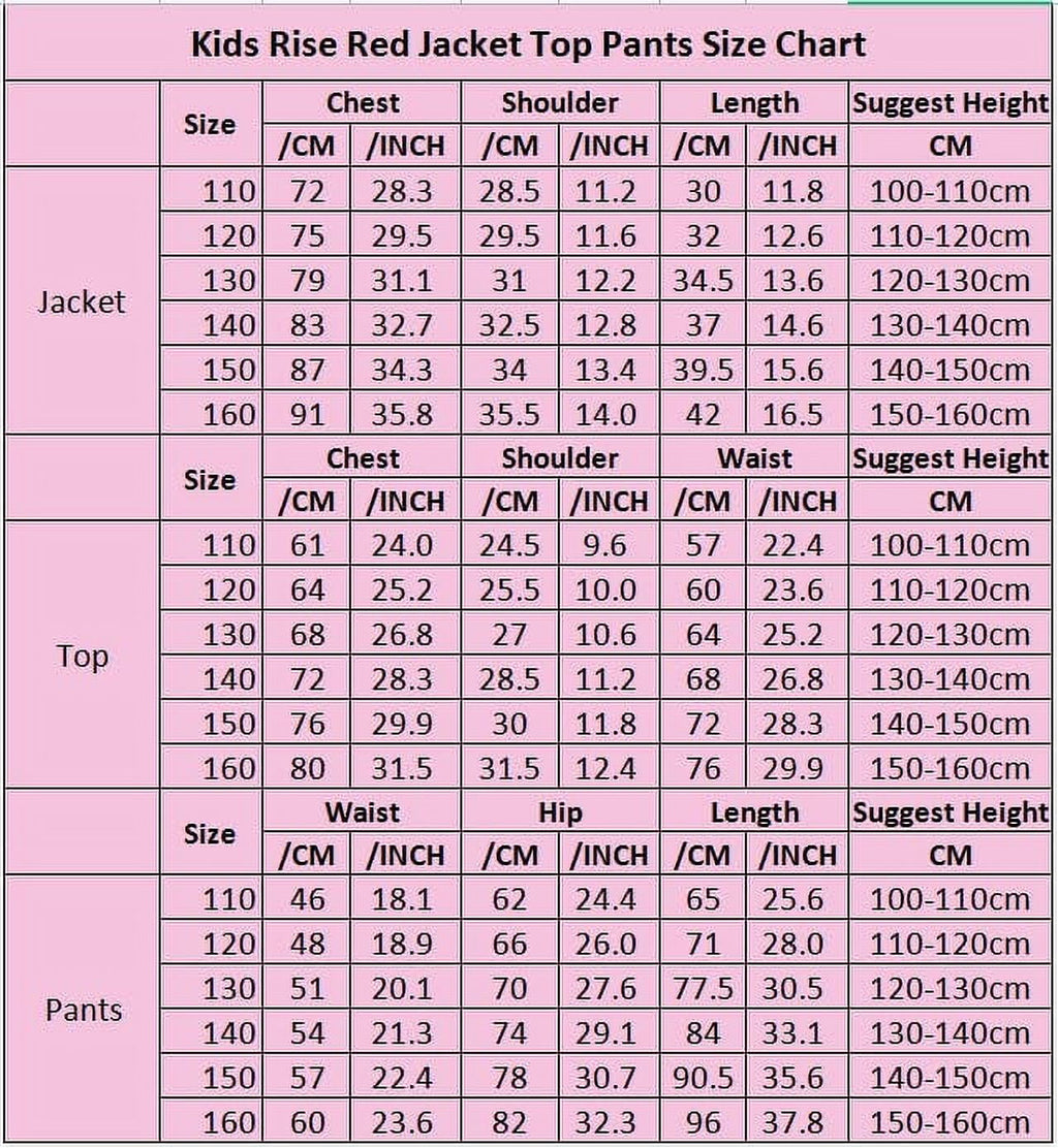 Kids Red Costume Girls Short Sleeves Jacket Top Flared Pants Wig 4pcs Halloween Princess Dress up 5-15Y
