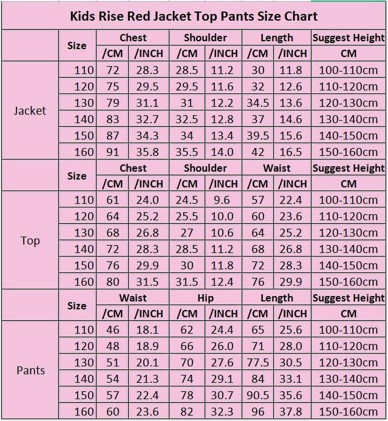 Kids Red Costume Girls Short Sleeves Jacket Top Flared Pants Wig 4pcs Halloween Princess Dress up 5-15Y