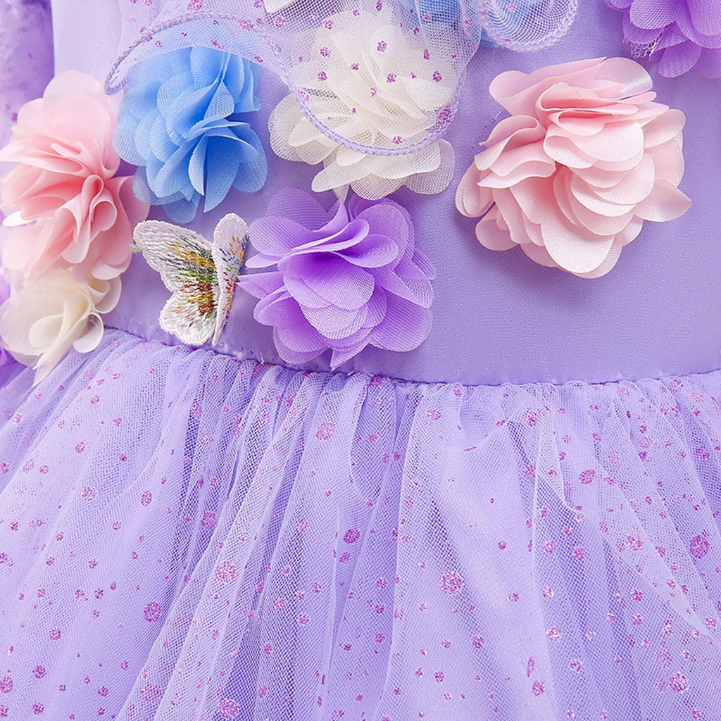 Girls Magical Floral Princess Halloween Costume Dress Kids Birthday Christmas Dress Up