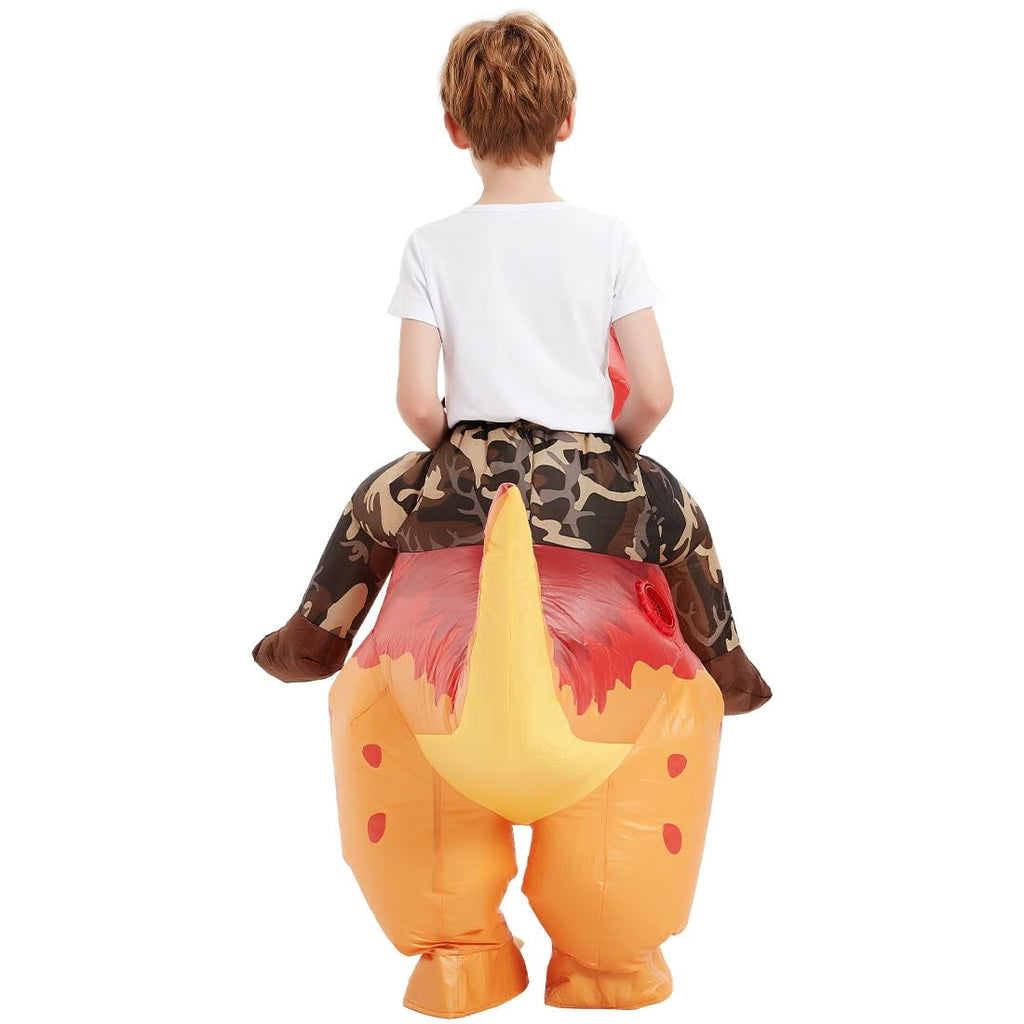 COMIN Child Inflatable T-Rex Costume Riding on Dinosaur Costume, Funny Halloween Blow Up Costume for Big Kids Cosplay