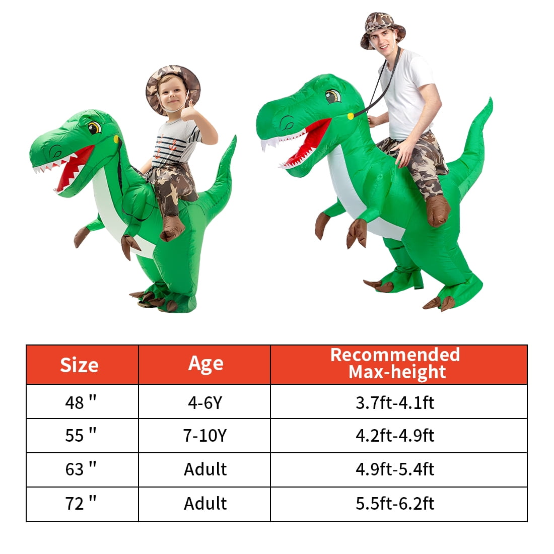  48 inch Inflatable Dinosaur Costume for Kids, Kids Halloween Costume for Unisex Boys Girls, Funny Blow Up Costumes for Halloween Party Cosplay