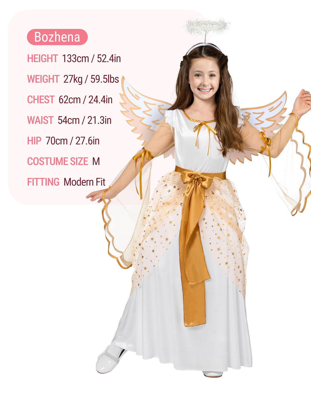  Halloween Angel Costume for Girls, Angel Dress for Kids, Guardian Angel Set for Halloween Costumes Themed Party Cosplay