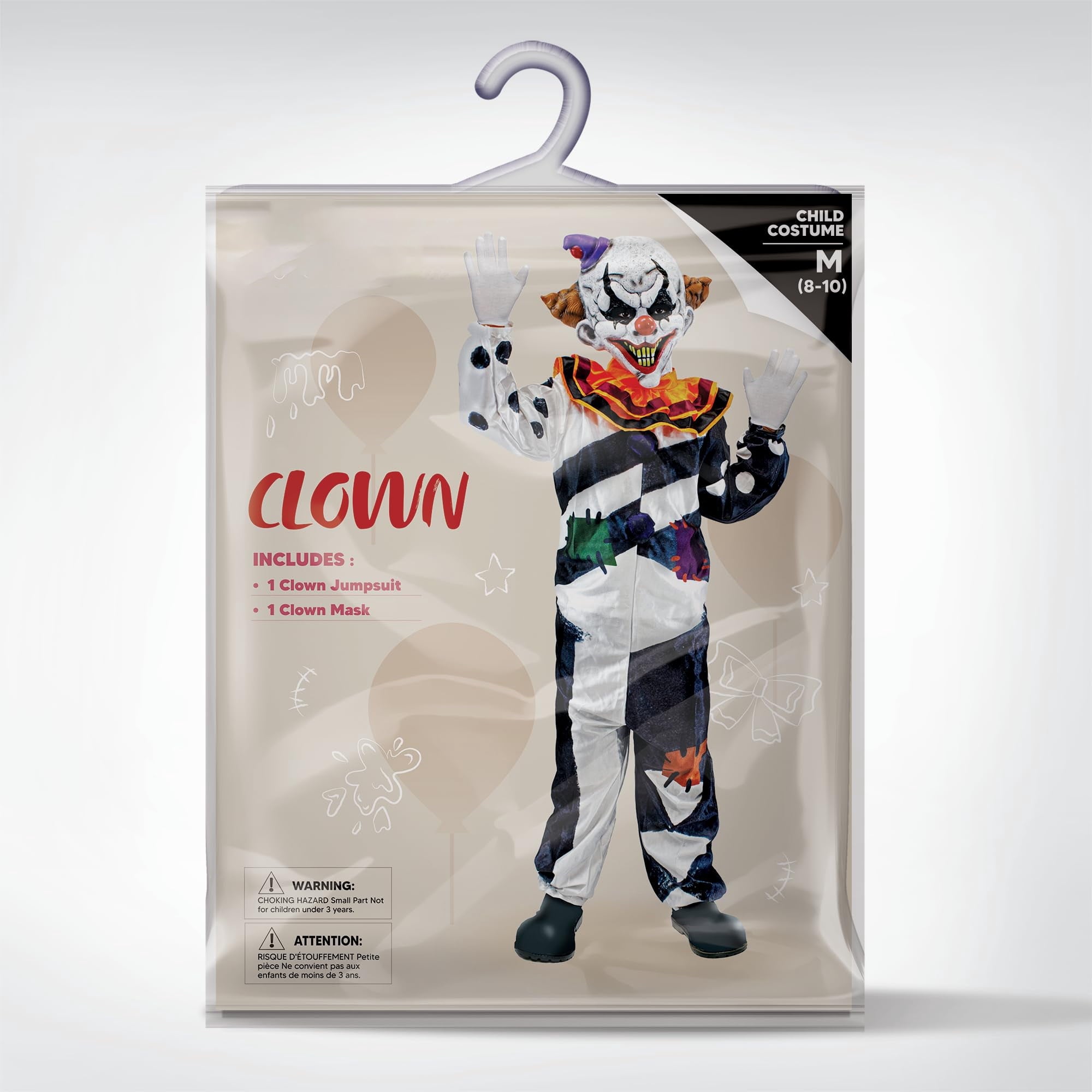  Scary Clown Costume for Kids, Halloween Costume for Boys, Clown Halloween Outfit Set Fancy Dress Cosplay