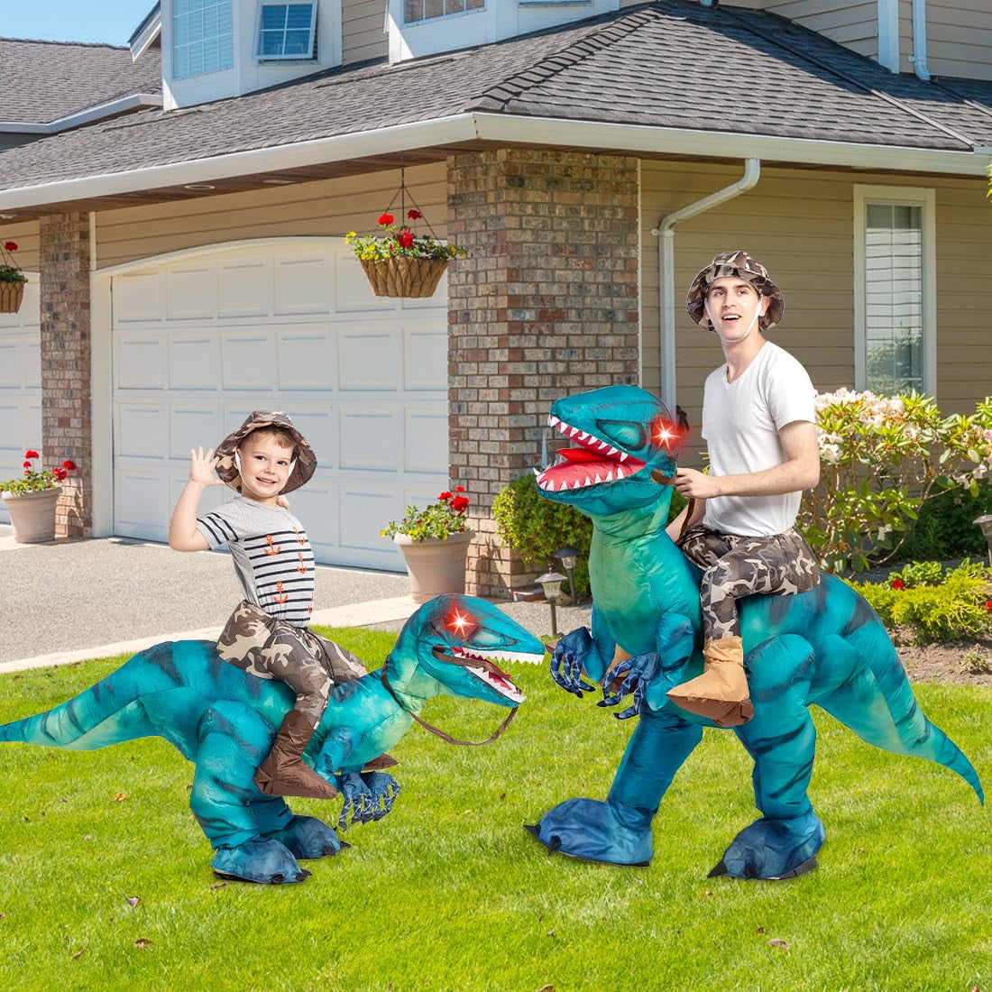  36 inch Inflatable Dinosaur Costume for Kids, Funny Halloween Costumes for Boys Girls Kids Inflatable Costume, Blow Up Dinosaur Costume for Halloween Party Cosplay