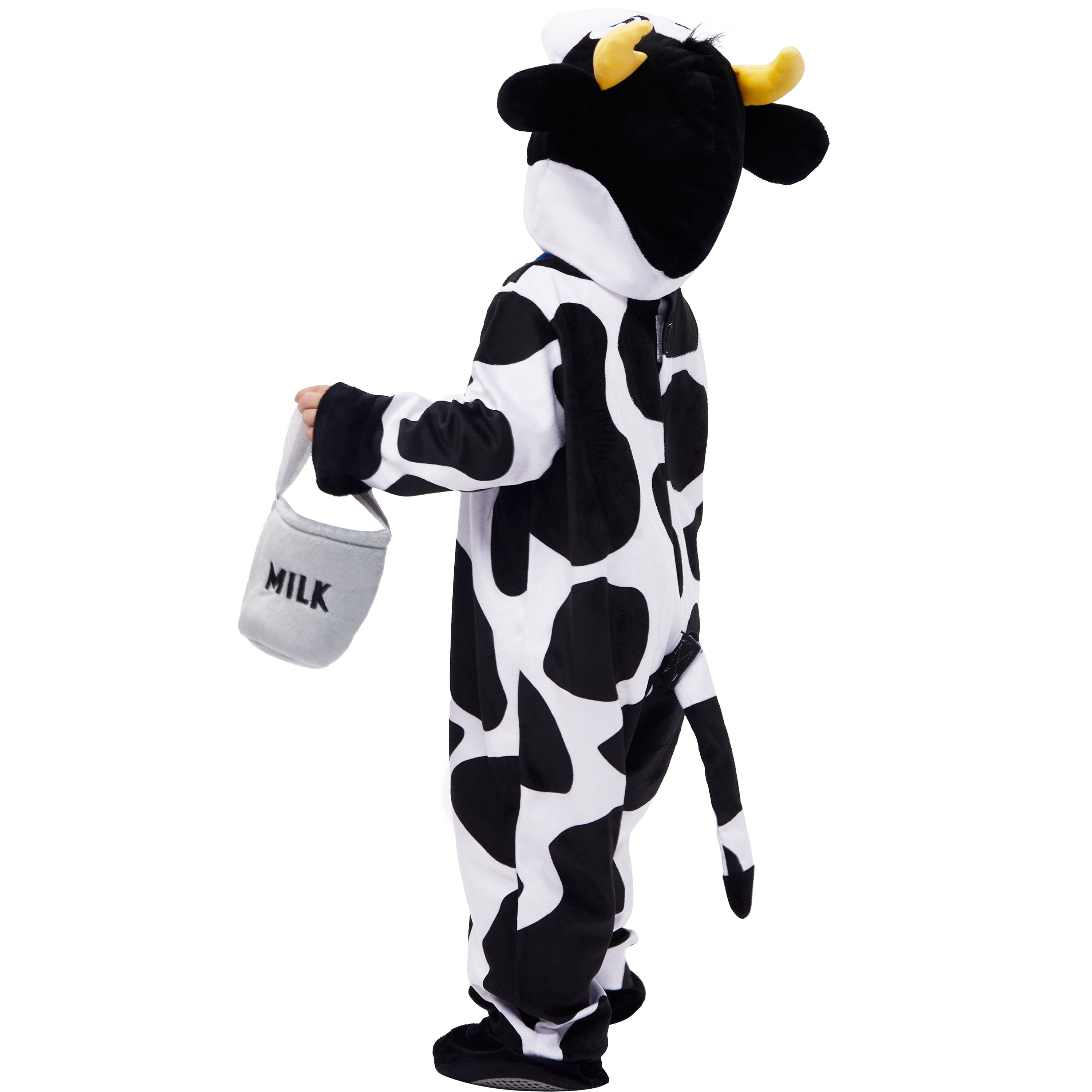  Baby Cow Costume with Milking Bucket for Toddler, Kids Halloween Farm Party Dress up Role Playing Cosplay 0-5 Years