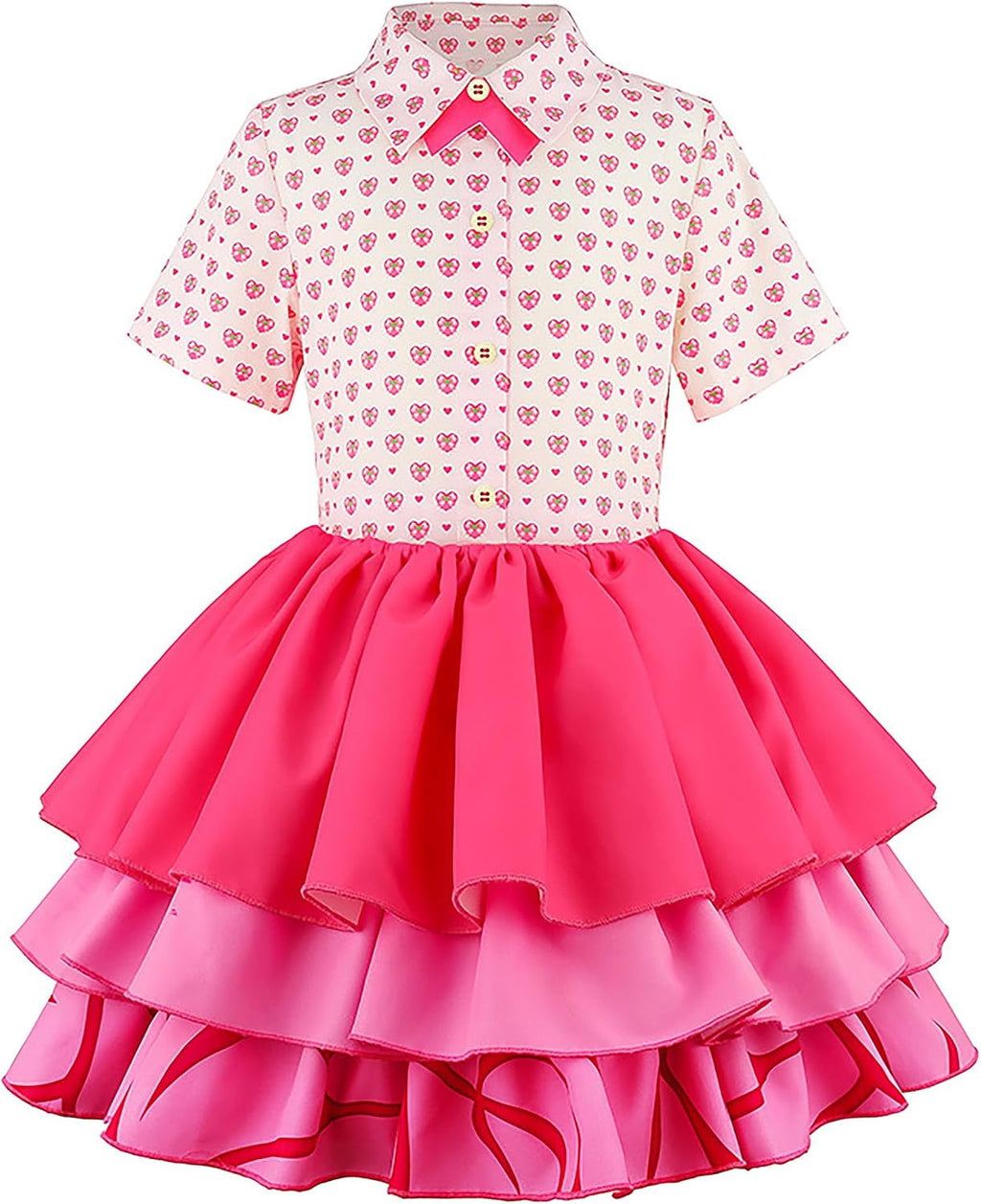  Halloween Princess Costume for G'irl's, Pink Princess Dress with Jacket, Belt & Heart Bag, Halloween Cosplay Party Outfit & Fancy Dress Up