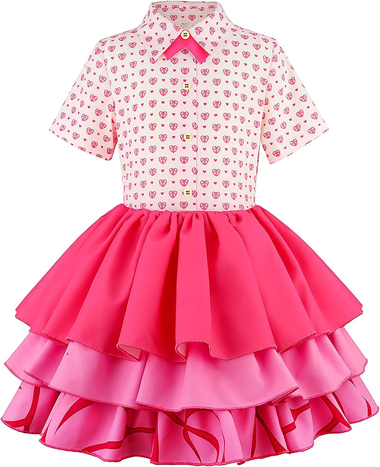  Halloween Princess Costume for G'irl's, Pink Princess Dress with Jacket, Belt & Heart Bag, Halloween Cosplay Party Outfit & Fancy Dress Up