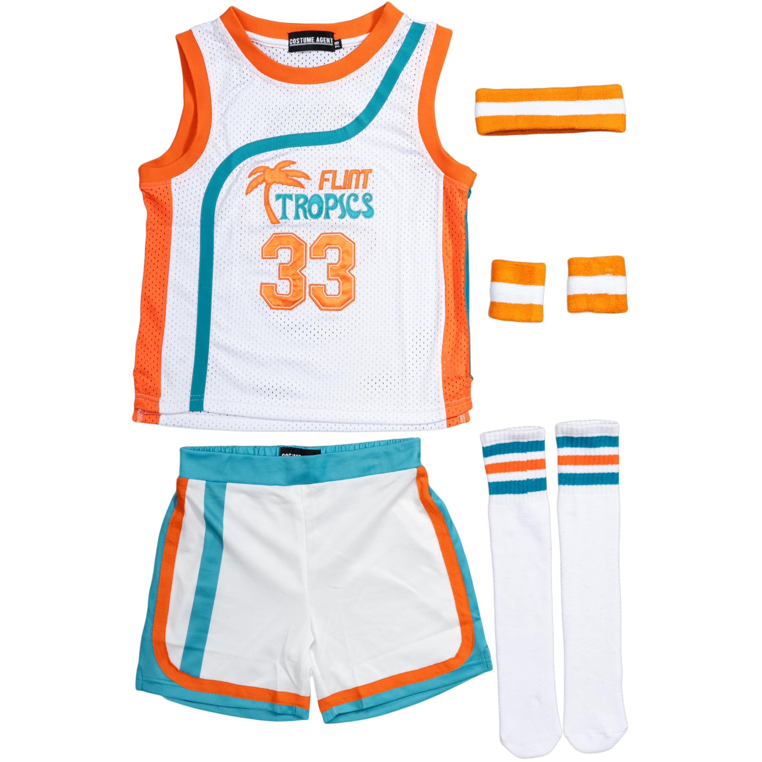 Jackie Moon 33 Basketball Jersey Flint Tropics Kids Complete Set Halloween Costume Cosplay (2)