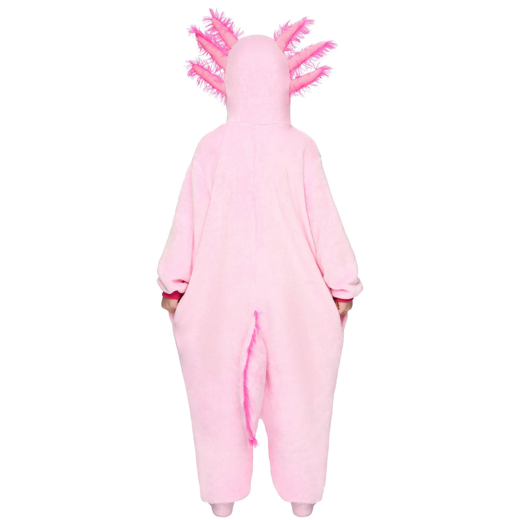  Halloween Axolotl Costume for Kids, Zip-Up Hooded Jumpsuit Pajama for Halloween Themed Party